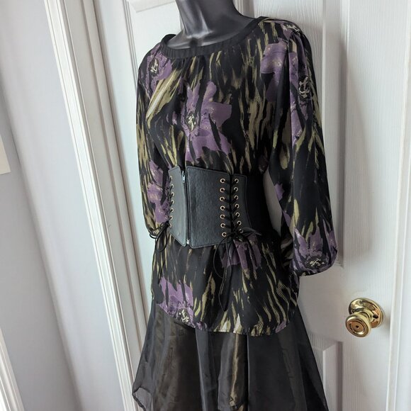 Handmade green purple & black Renaissance dress Belt Not Included - Picture 3 of 11